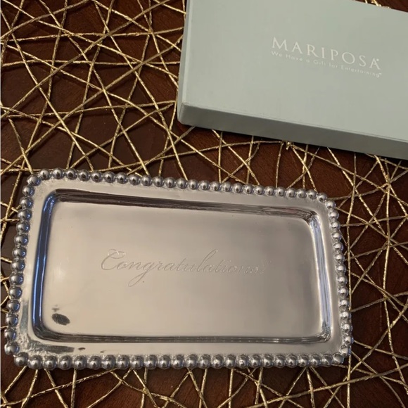 Mariposa Accents Mariposa Silver Pearled Statement Tray